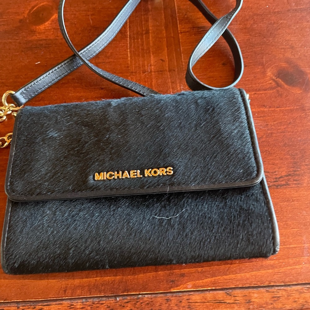 Michael Kors Black Crossbody Bag with Gold Accents